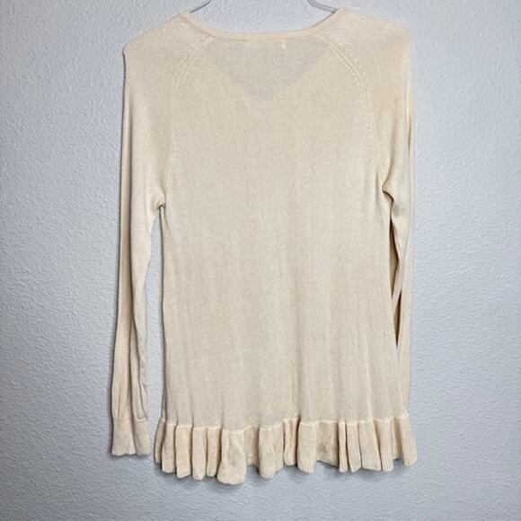 Claudia Nichole Luxury Silk/Cashmere Cream Ruffle Pullover Sweater Sz Med - Picture 5 of 12